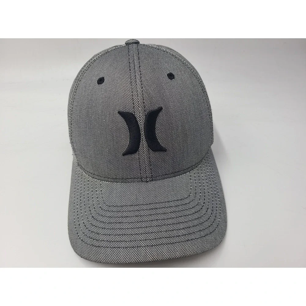 Hurley Flex Fitted (Seems M-L) Hat Cap Surf Skate Skateboard Logo Men Gray Black